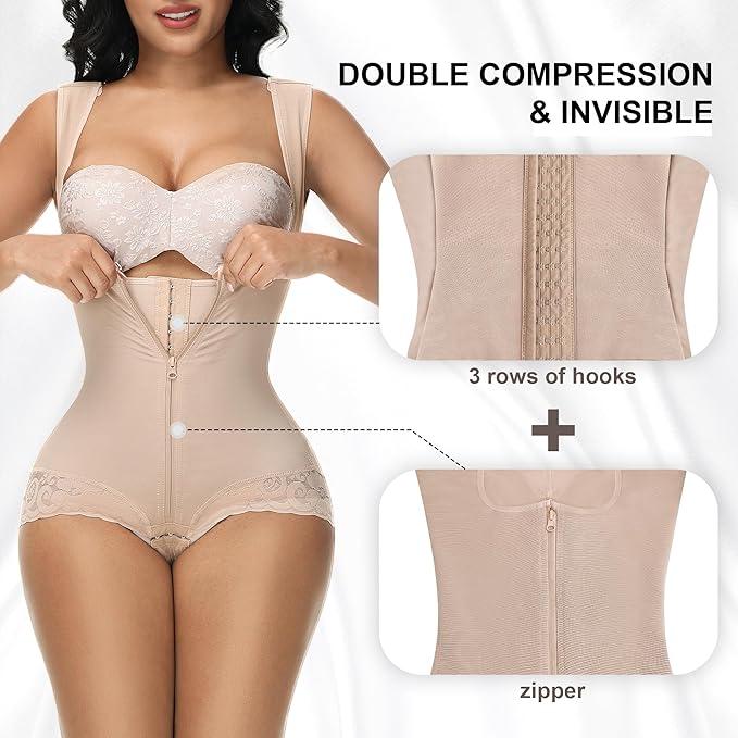 Double compression system with hooks and zipper